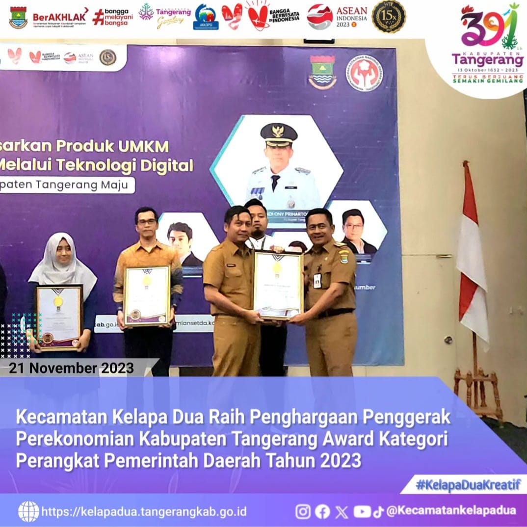 Kecamatan Kelapa Dua Raih Penghargaan.
