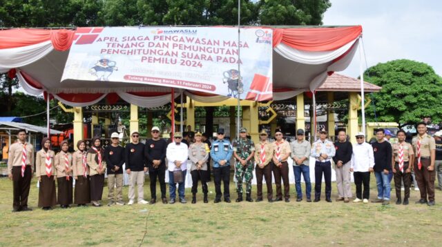 Pj Bupati TuBaBa Pimpin Apel Siaga dan Pengawasan Masa Tenang Pemilu 2024.