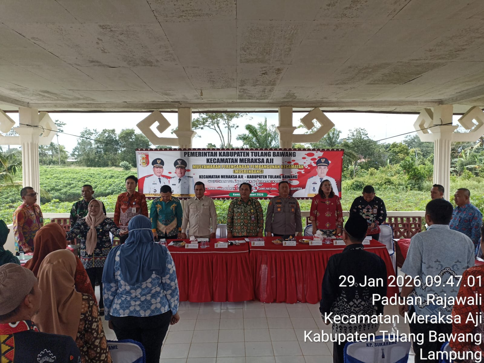 Kapolsek Gedung Aji Menghadiri Musrenbang Kecamatan Meraksa Aji.