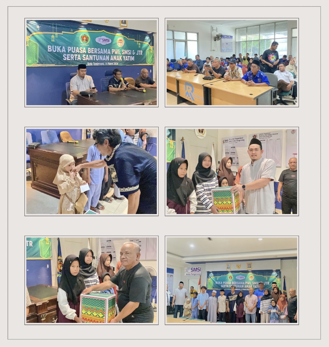 Safari Ramadan, PWI Kota Tangerang Bersama SMSI dan JTR Gelar Buka Puasa Bersama juga Santunan.